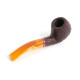 Savinelli St. Nicholas 2024 - 646 hanga gyökér pipa, 9 mm filter, borostyán sárga színű akril enyhén hajlított szár, arany-piros színű gyűrű