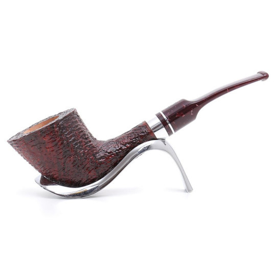 Savinelli Bacco Rusticated 904 prince  hanga gyökér pipa 9mm filterrel, sötétbordó csutorával és enyhén hajlított szárral