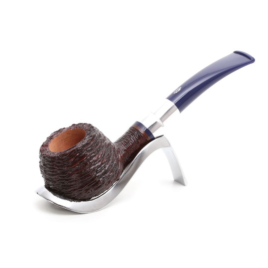 Savinelli Eleganza Rusticata 315 hanga gyökér pipa 9mm filterrel, kék csutorával és enyhén hajlított szárral