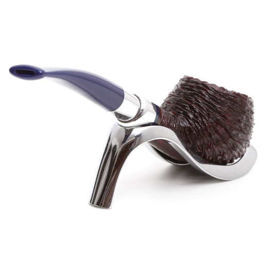 Savinelli Eleganza Rusticata 315 hanga gyökér pipa 9mm filterrel, kék csutorával és enyhén hajlított szárral