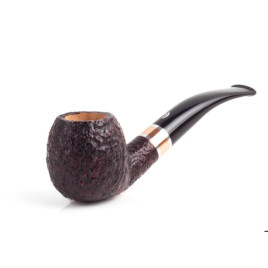 Savinelli Marte Rusticated 626 hanga gyökér pipa 9mm-es filterrel, fekete színű csutorával és hajlított szárral