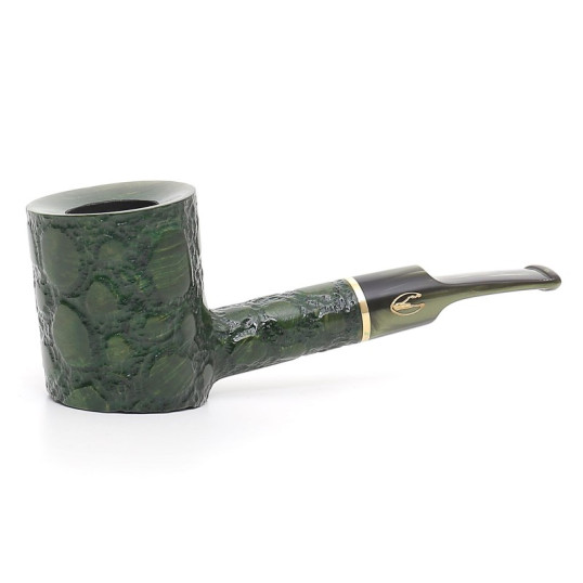 Savinelli Alligator Verde 311 hanga gyökér pipa 9mm filterrel - Sötétzöld színű csurgatott szopókával és enyhén hajlított szárral