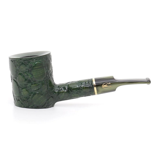 Savinelli Alligator Verde 311 hanga gyökér pipa 9mm filterrel - Sötétzöld színű csurgatott szopókával és enyhén hajlított szárral