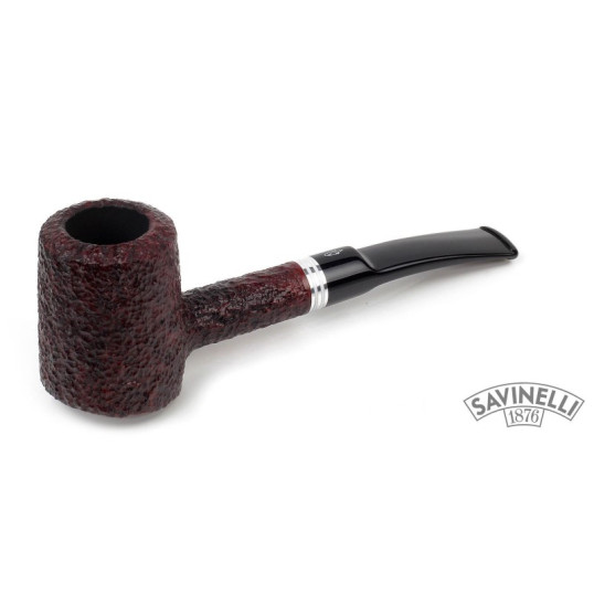 Savinelli Bianca Rusticated 310 hanga gyökér pipa 9mm filterrel - Fekete csutorával és enyhén hajlított szárral