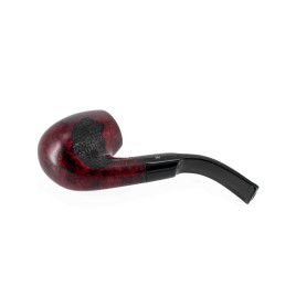 Wessex márkájú, Bent típusú, vörösesbarna színű bryar pipa, hajlított, nyerges, fekete akril szárral
