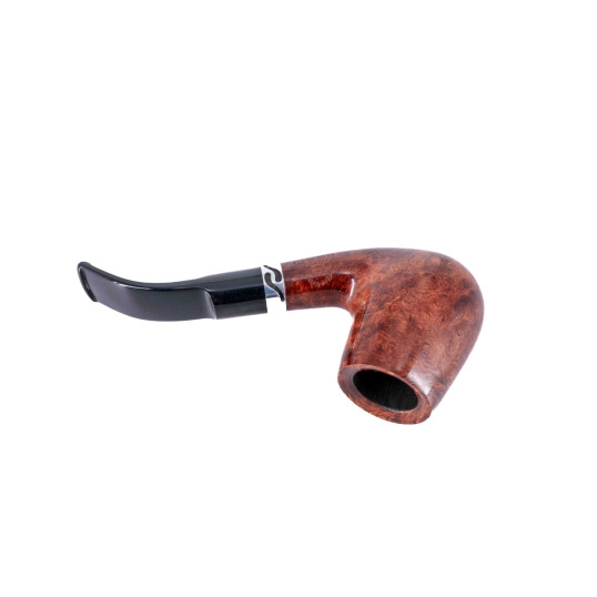 Wessex márkájú, Bent típusú, barna színű bryar pipa, hajlított, nyerges, fekete akril szárral