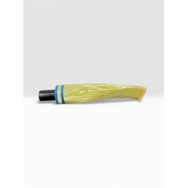 Padonio pipacsutora, akril, enyhén hajlított, krémes elefántcsont színben, kék színű gyűrűkkel - 106