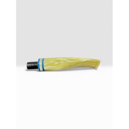 Padonio pipacsutora, akril, enyhén hajlított, krémes elefántcsont színben, kék színű gyűrűkkel - 106