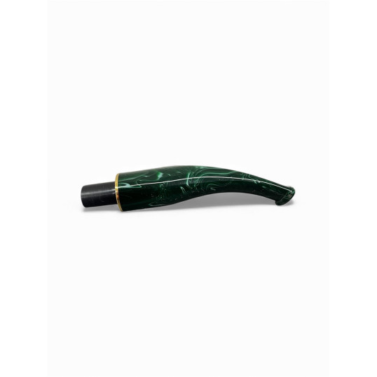 Padonio pipacsutora, akril, hajlított, sötétzöld márványos színben, aranyszínű díszgyűrűvel - 97