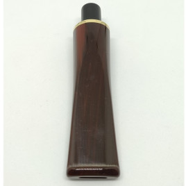 Pipacsutora, egyenes, barna színű, arany színű gyűrűvel, csurgatott akril pipa szopóka - 10