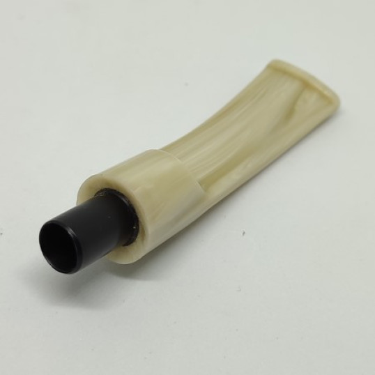 Pipacsutora, hajlított, nyerges, csontszínű csurgatott, akril pipa szopóka - 28