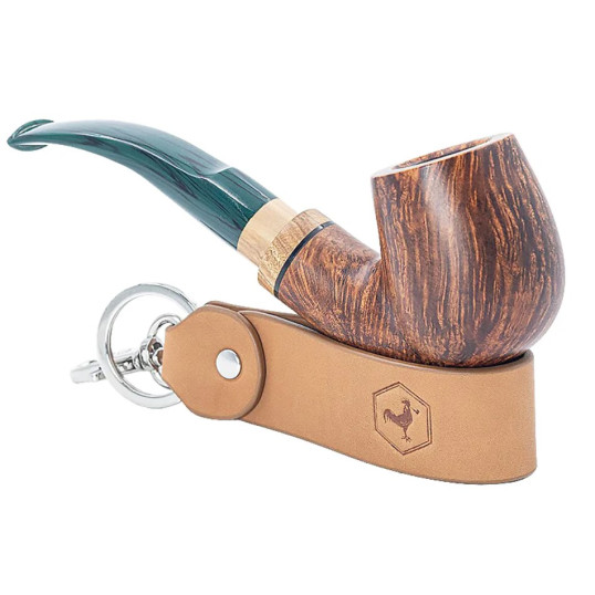 Chacom Bőr pipatartó, kulcstartóval, karabinerrel – világosbarna