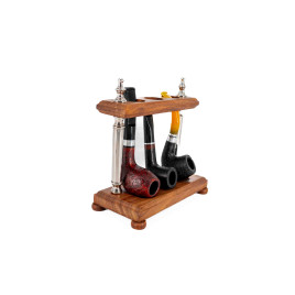 Pipatartó 3 pipa számára - Polírozott króm színű szárral