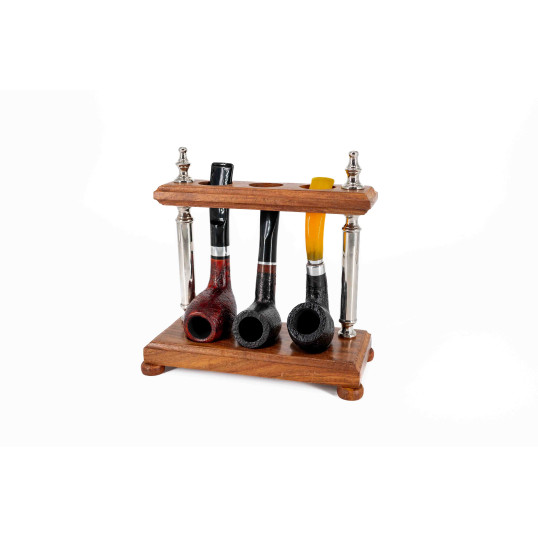 Pipatartó 3 pipa számára - Polírozott króm színű szárral