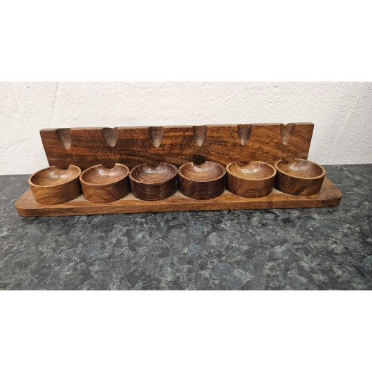 Sötétbarna szezámfa pipatartó 6 pipához – hosszúkás, téglalap - OUTLET-1