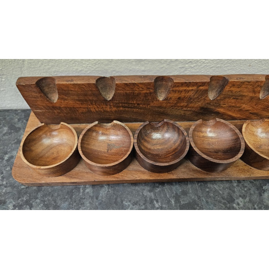 Sötétbarna szezámfa pipatartó 6 pipához – hosszúkás, téglalap - OUTLET-1