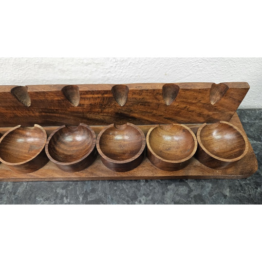 Sötétbarna szezámfa pipatartó 6 pipához – hosszúkás, téglalap - OUTLET-1