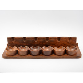 Sötétbarna szezámfa pipatartó 6 pipához – hosszúkás, téglalap