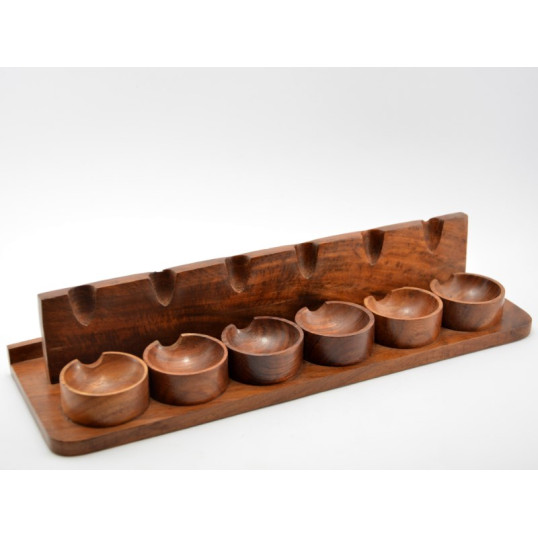 Sötétbarna szezámfa pipatartó 6 pipához – hosszúkás, téglalap