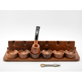 Sötétbarna szezámfa pipatartó 6 pipához – hosszúkás, téglalap - OUTLET-1