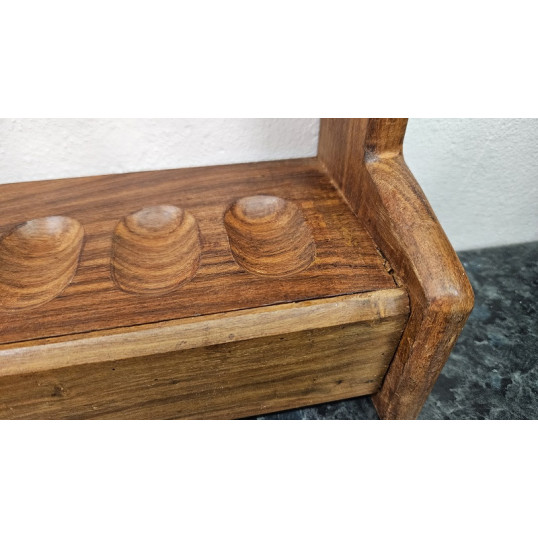 Sötétbarna szezámfa pipatartó 6 pipához – fiókkal, falra is rögzíthető - OUTLET-1