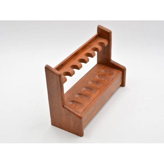 Sötétbarna szezámfa pipatartó 6 pipához – fiókkal, falra is rögzíthető - OUTLET-1