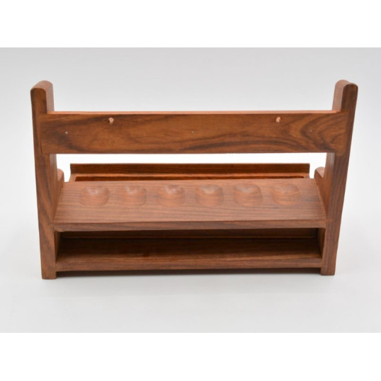 Sötétbarna szezámfa pipatartó 6 pipához – fiókkal, falra is rögzíthető - OUTLET-1