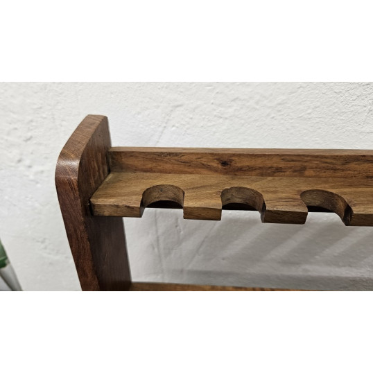 Sötétbarna szezámfa pipatartó 8 pipához – fiókkal, réz fogantyúval - OUTLET-3