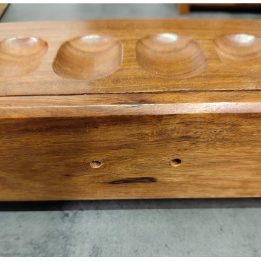 Sötétbarna szezámfa pipatartó 8 pipához – fiókkal, réz fogantyúval - OUTLET-1