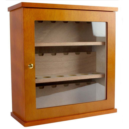 Pipaszekrény teakfából, csiszolt üveg ajtóval - 18 pipának