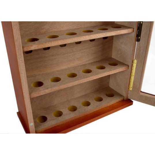 Pipaszekrény teakfából, csiszolt üveg ajtóval - 18 pipának