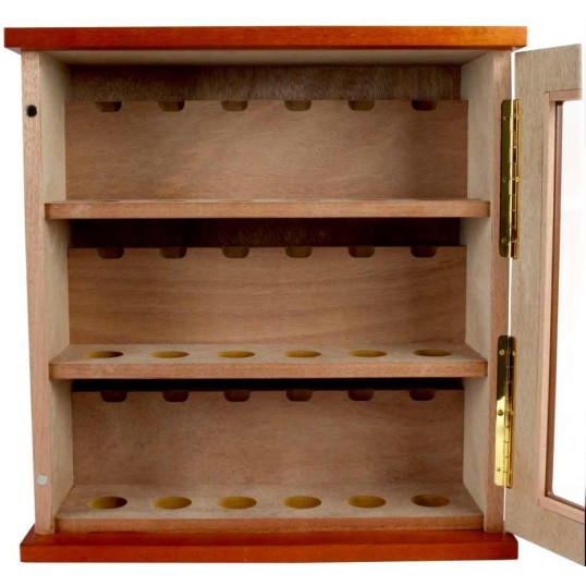 Pipaszekrény teakfából, csiszolt üveg ajtóval - 18 pipának