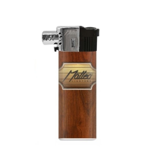 Matteo újratölthető pipa öngyújtó oldalsó lánggal - sötétbarna fa mintás