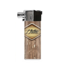 Matteo pipa öngyújtó újratölthető pipa öngyújtó oldalsó lánggal - Fa mintás