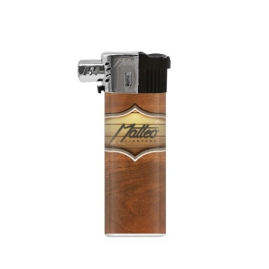 Matteo újratölthető pipa öngyújtó oldalsó lánggal - Barna fa mintás