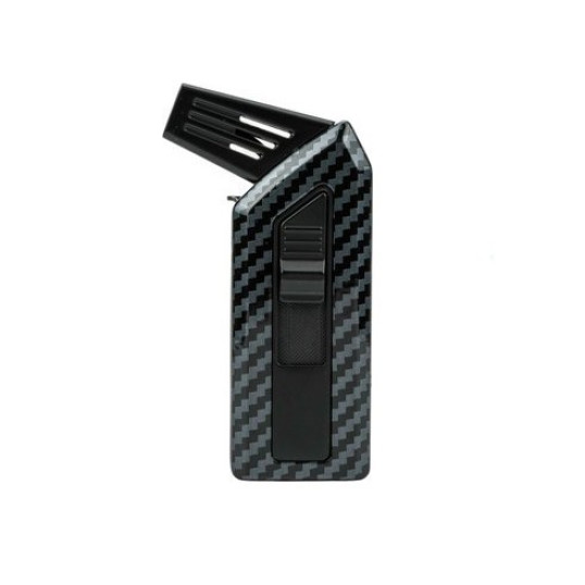 Passatore „Peter” pipagyújtó – karbon mintás, fekete, kihajtható pipaszerszámmal