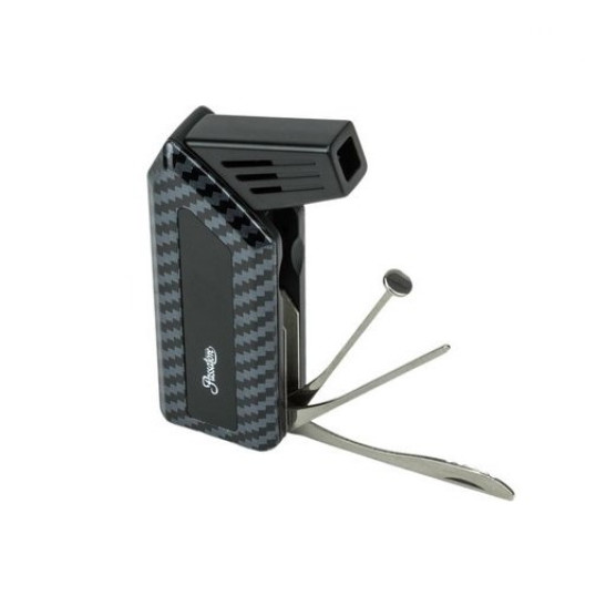 Passatore „Peter” pipagyújtó – karbon mintás, fekete, kihajtható pipaszerszámmal