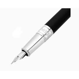 S.T. Dupont Initial töltőtoll – fekete lakk, ezüst színű részletek, függőleges vonalakkal ellátott, fém kupak