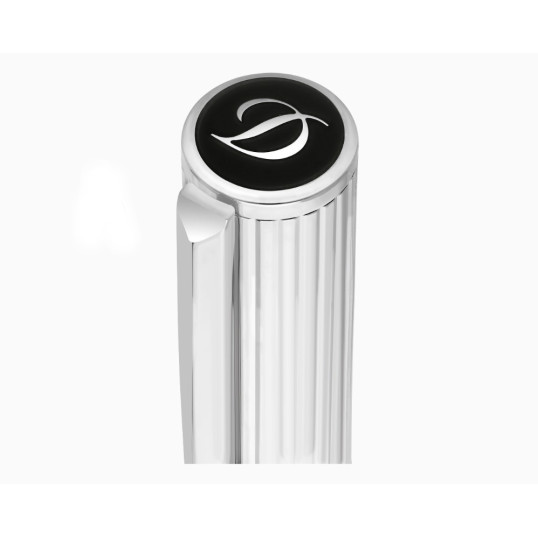 S.T. Dupont Initial töltőtoll – fekete lakk, ezüst színű részletek, függőleges vonalakkal ellátott, fém kupak