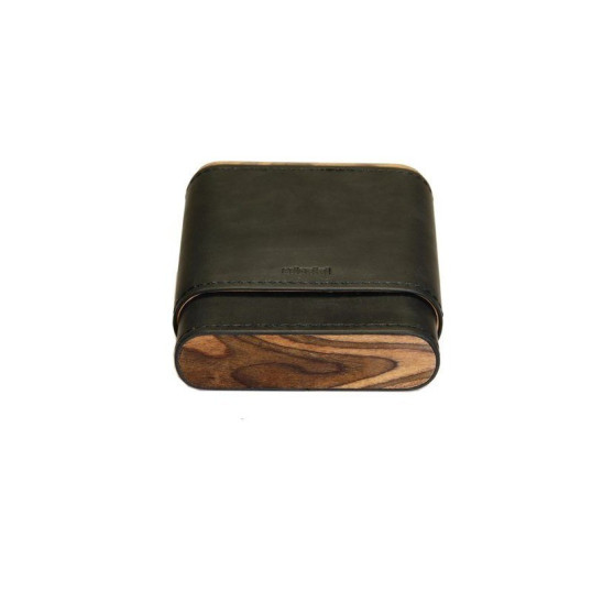 Adorini szivartok valódi bőrből 3-5 szivar tárolásársa - fekete - fa berakással