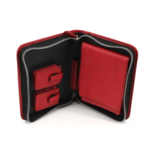 Adorini szivartáska, valódi bőr, piros, 5-7 Churchill méretű szivarnak 