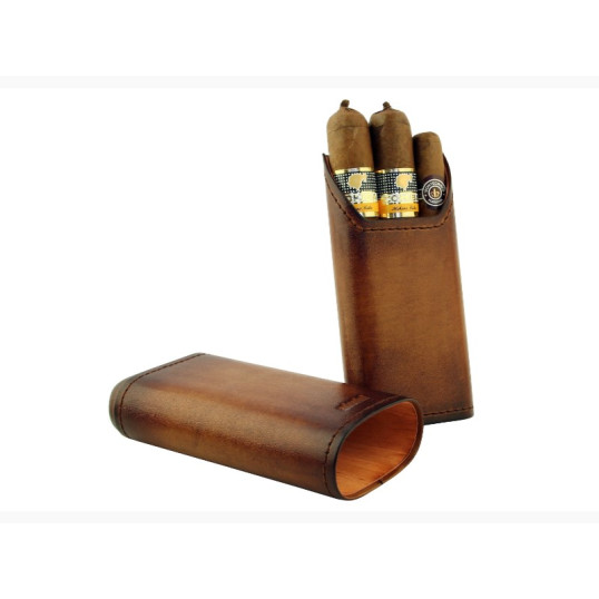 Valódi bőr Adorini Vintage Braun szivartok 2-3 szál szivar számára - Barna
