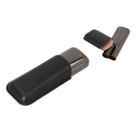 Angelo szivartok 2 szivarhoz – fekete bőr & antracit fém – 15 cm, 53-as gyűrű méret