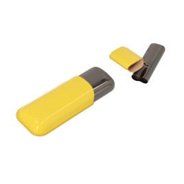 Angelo szivartok 2 szivarhoz – sárga bőr & antracit fém – 15 cm, 53-as gyűrű méret