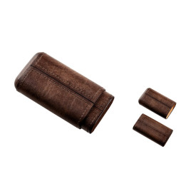 Angelo bőr szivartok eredeti cédrusfa béléssel 3 szivar részére - sötétbarna 