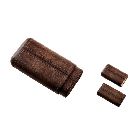 Angelo bőr szivartok eredeti cédrusfa béléssel 3 szivar részére - sötétbarna 