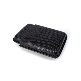 Szivartok 3 szál szivar részére, szivar vágóval - fekete, műbőr