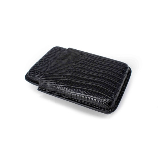 Szivartok 3 szál szivar részére, szivar vágóval - fekete, műbőr