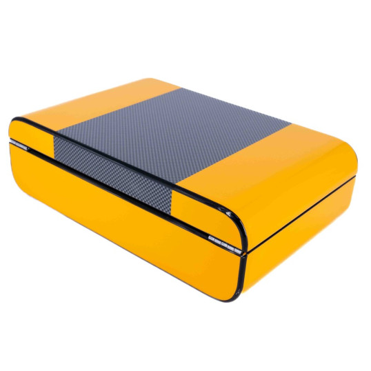 Angelo Humidor kb. 40 szál szivar részére, cédrusfa szivar tároló doboz, párásítóval, külső hygrométerrel - sárga