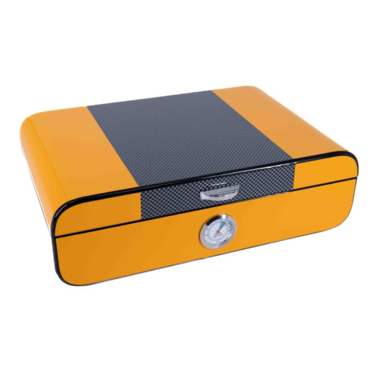 Angelo Humidor kb. 40 szál szivar részére, cédrusfa szivar tároló doboz, párásítóval, külső hygrométerrel - sárga